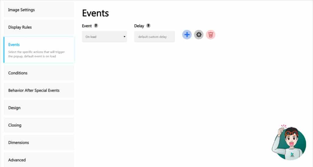 Events Menu Popup Builder