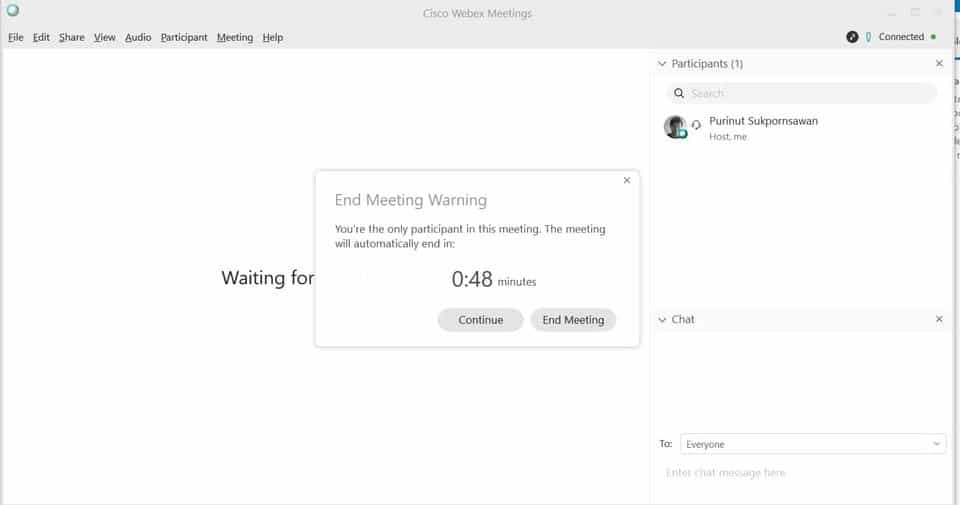 ending screen on webex 