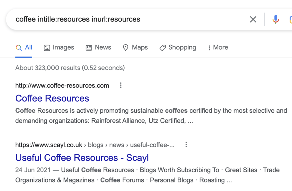 coffee intitle:resources inurl:resources