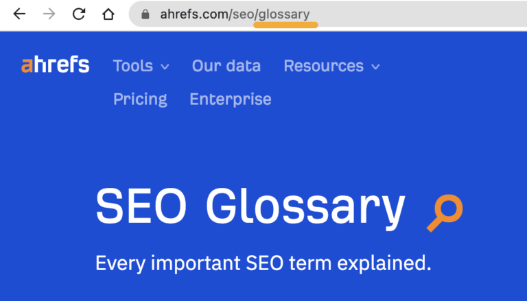 SEO glossary URL slug