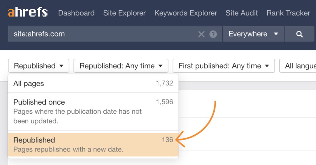 function republished in content explorer