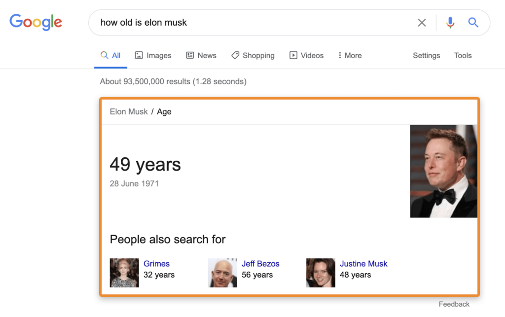 example of google answer knowledge graph