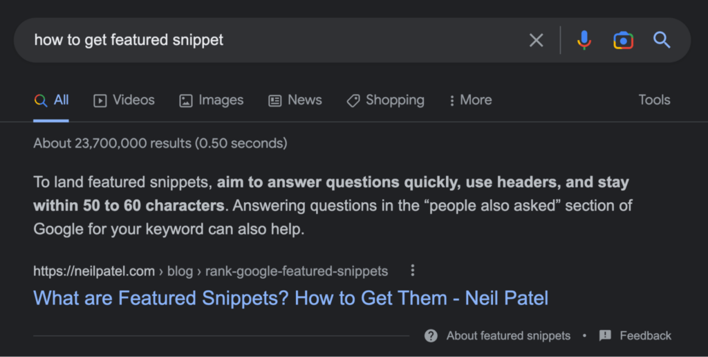 How to get featured snippet