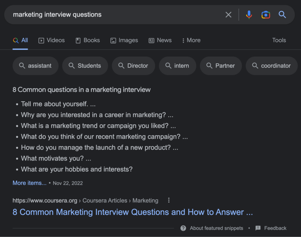 Marketing interview questions