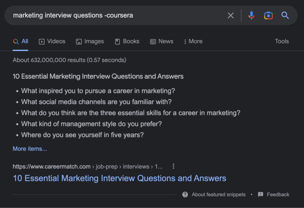 Marketing interview questions -coursera