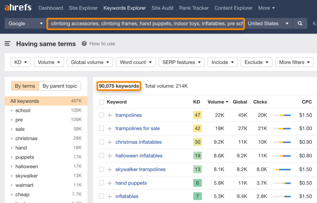 how to find keyword idea