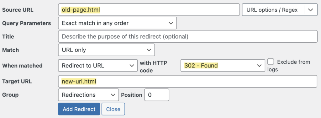 How to create a 302 redirect