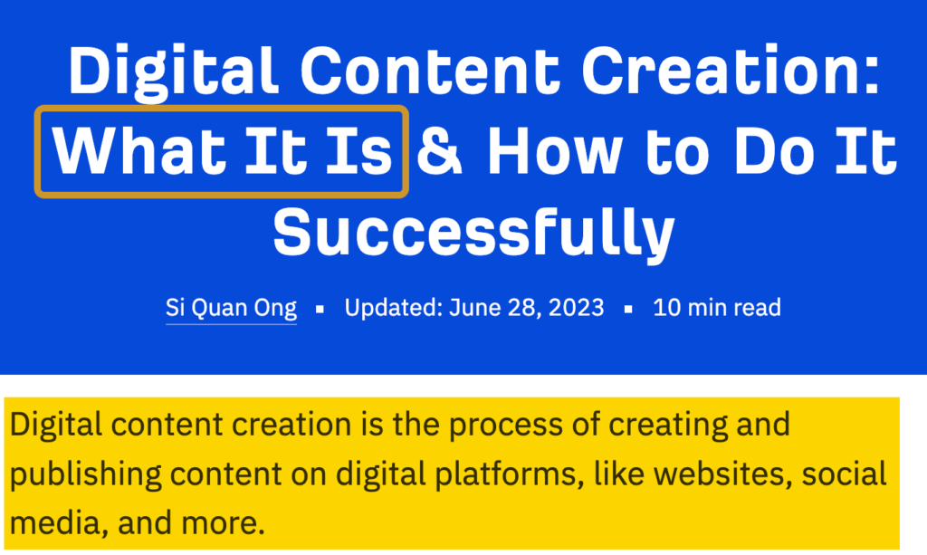 digital content creation main point in first paragraph