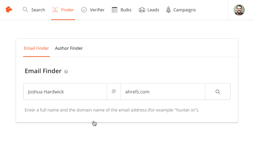 example of using email finder