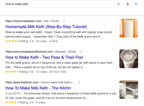 result for searching how to make kefir